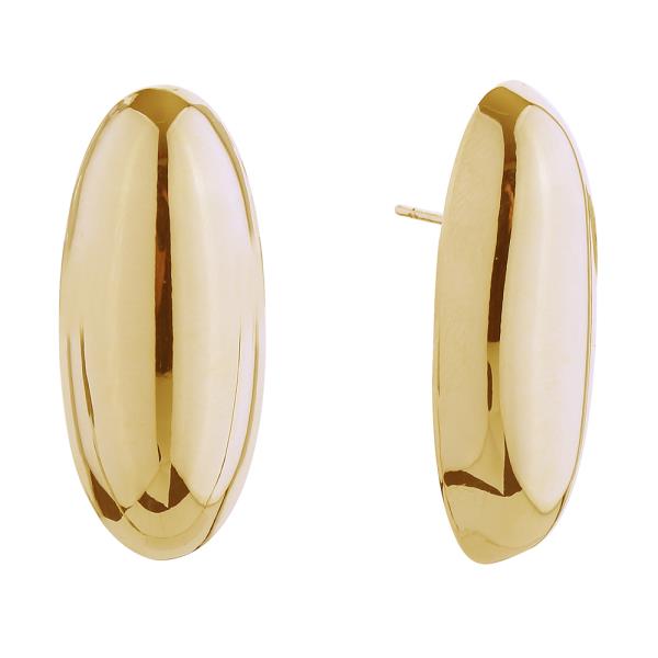 14K GOLD/WHITE GOLD DIPPED OVAL MIRROR DOME POST EARRINGS