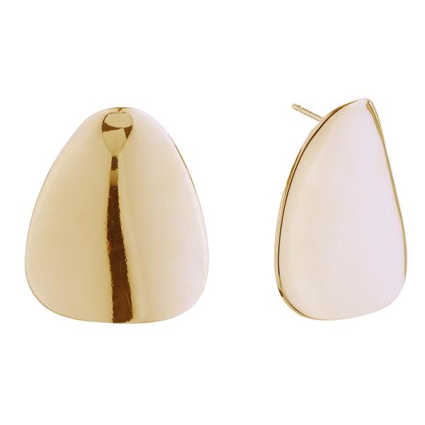 14K GOLD/WHITE GOLD DIPPED CIRCULAR TRIANGLE POST EARRINGS