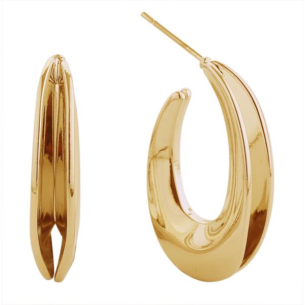 14K GOLD/WHITE GOLD DIPPED SPLIT HOOP POST EARRINGS