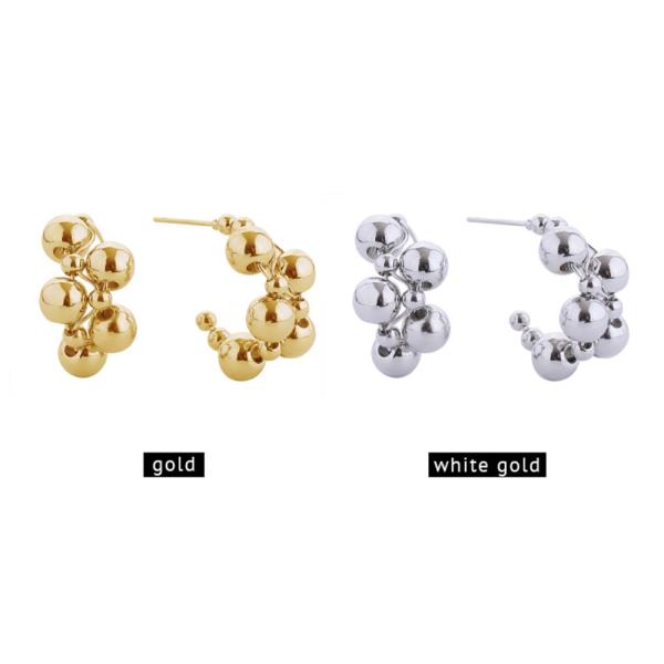 14K GOLD/WHITE GOLD DIPPED BALL CLUSTER POST EARRINGS