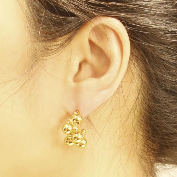 14K GOLD/WHITE GOLD DIPPED BALL CLUSTER POST EARRINGS