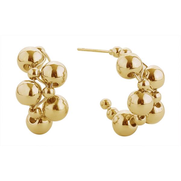 14K GOLD/WHITE GOLD DIPPED BALL CLUSTER POST EARRINGS