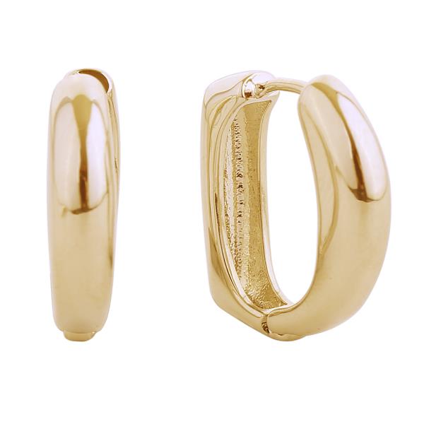 14K GOLD/WHITE GOLD DIPPED PUFF CURVE HUGGIE HOOP EARRINGS