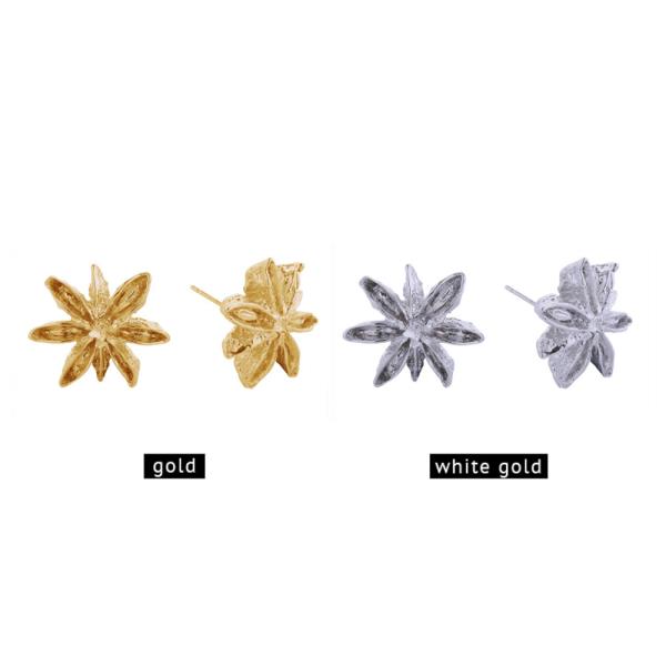 14K GOLD/WHITE GOLD DIPPED STAR ANISE POST EARRINGS