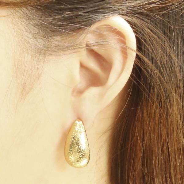 14K GOLD/WHITE GOLD DIPPED GLITTER TEXTURE TEARDROP POST EARRINGS