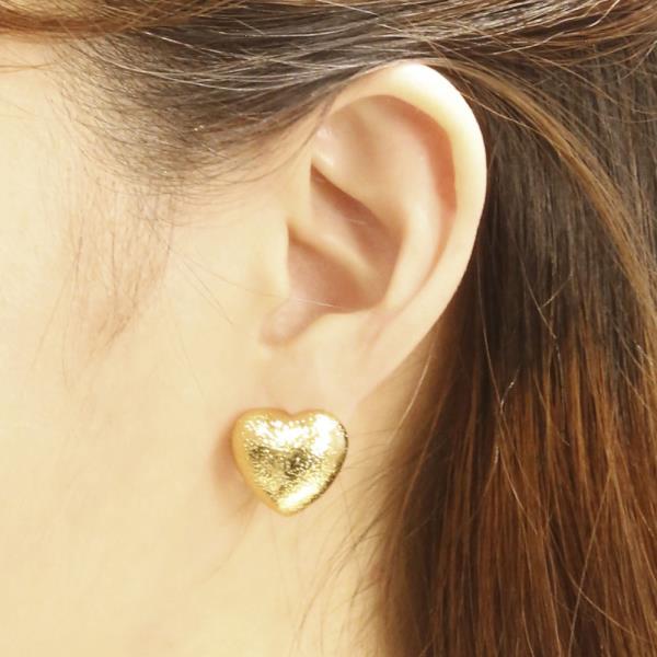 14K GOLD/WHITE GOLD DIPPED GLITTER TEXTURE HEART POST EARRINGS