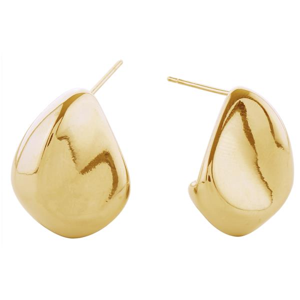 14K GOLD/WHITE GOLD DIPPED CRUMPLE DOME POST EARRINGS