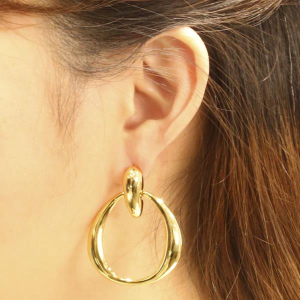 14K GOLD/WHITE GOLD DIPPED ROUND LINK POST EARRINGS
