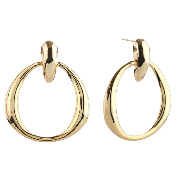 14K GOLD/WHITE GOLD DIPPED ROUND LINK POST EARRINGS