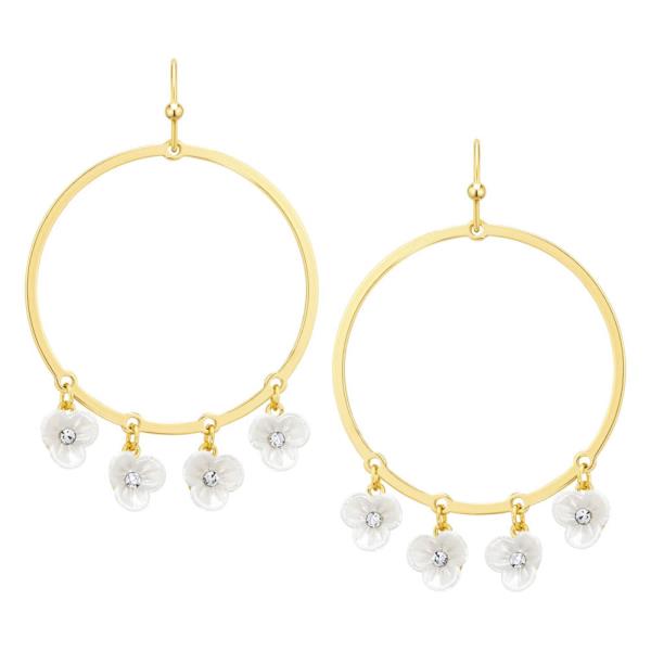 PEARL METAL CRYSTAL FLOWER EARRING