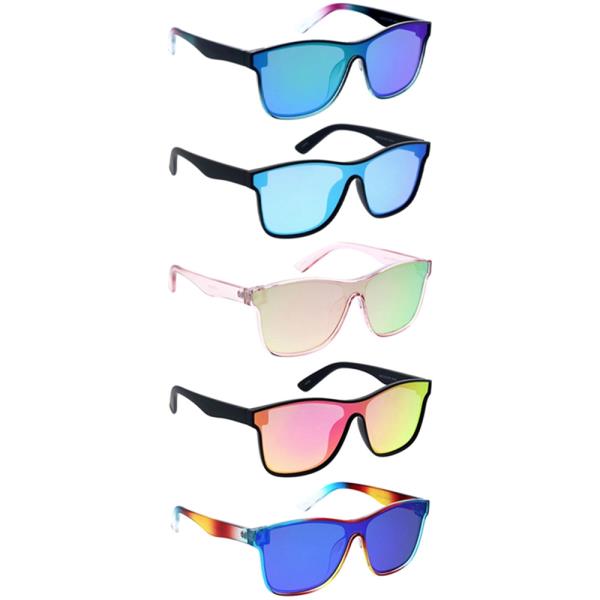 RECTANGULAR SHIELD COLOR SPECTRUM LENS SUNGLASSES 1DZ