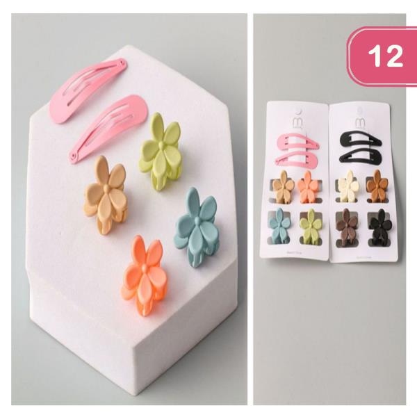 MINI DAISY CLAW AND SNAP HAIR PINS (12 UNITS)