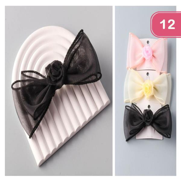 SHEER ROSE BOW PIN ( 12 UNITS)