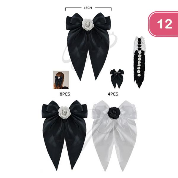 LONG TAIL FLOWER PENDANT HAIR BOW (12 UNITS)