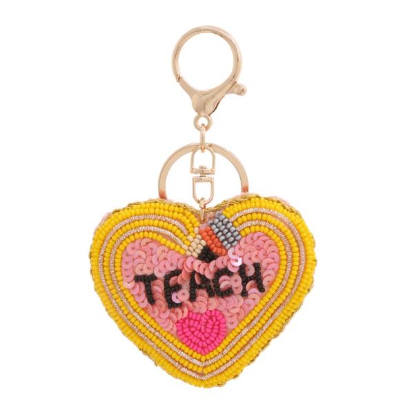 SEED BEAD TEACHER HEART KEYCHAIN