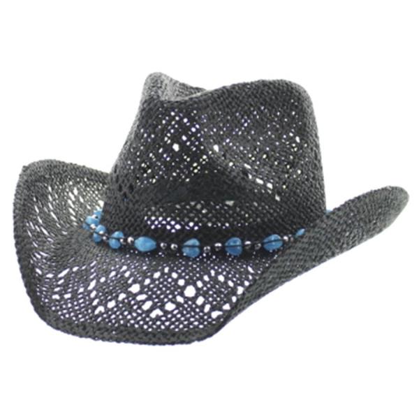NATURAL STONE TRIM BAND FULL VENTED COWBOY HAT