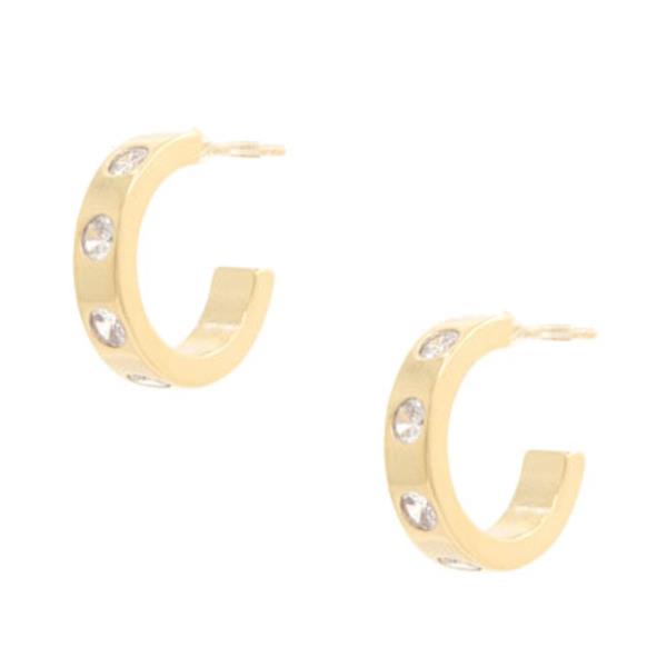 14K RHINESTONE HOOP GOLD DIPPED EARRING