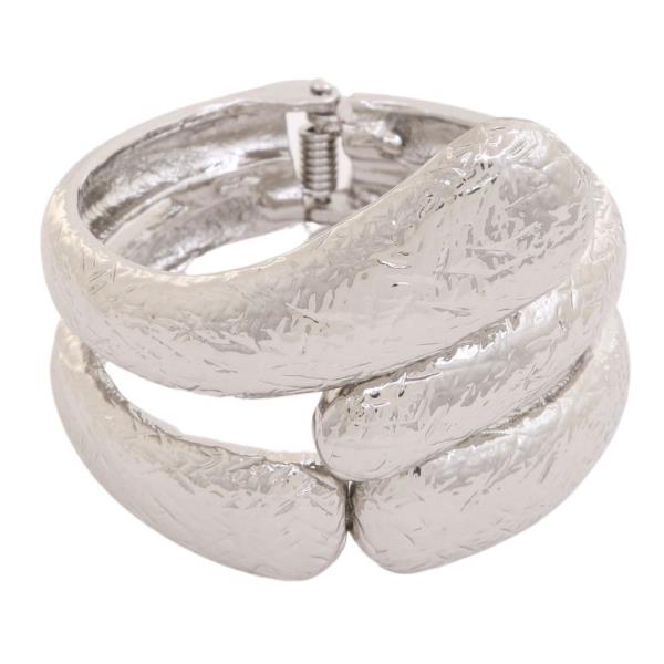 WIDE METAL HINGED BANGLE BRACELET