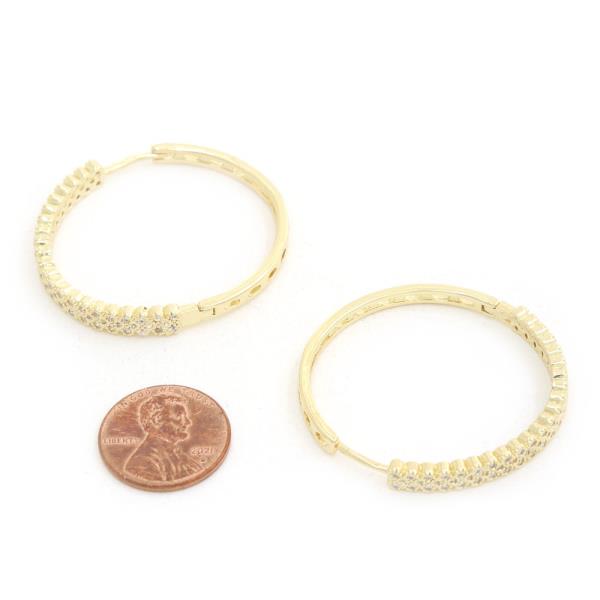 CZ EDGE METAL HOOP GOLD DIPPED EARRING