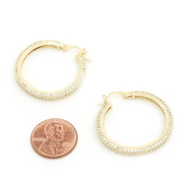 CZ METAL HOOP GOLD DIPPED EARRING