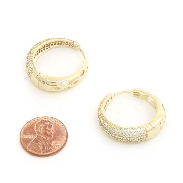 CZ METAL HOOP GOLD DIPPED EARRING