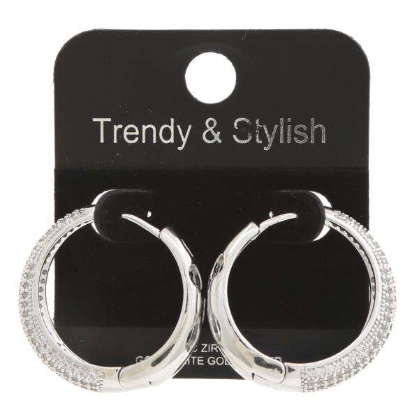 CZ METAL HOOP GOLD DIPPED EARRING