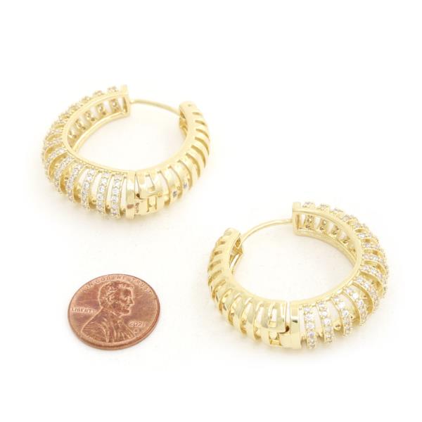 CZ EDGE METAL HOOP GOLD DIPPED EARRING