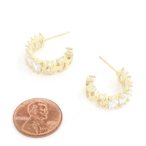 18MM CZ OPEN HOOP GOLD DIPPED EARRING