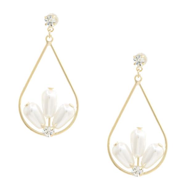 SODAJO PEARL BEAD TEARDROP GOLD DIPPED EARRING