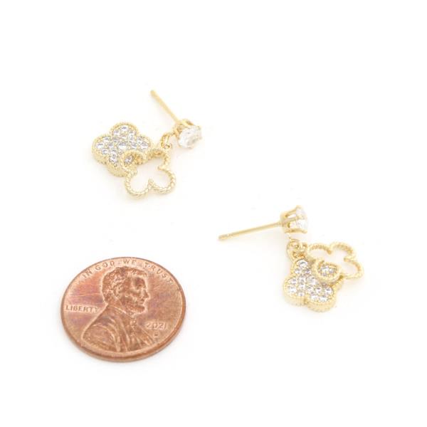 SODAJO CLOVER CZ GOLD DIPPED EARRING