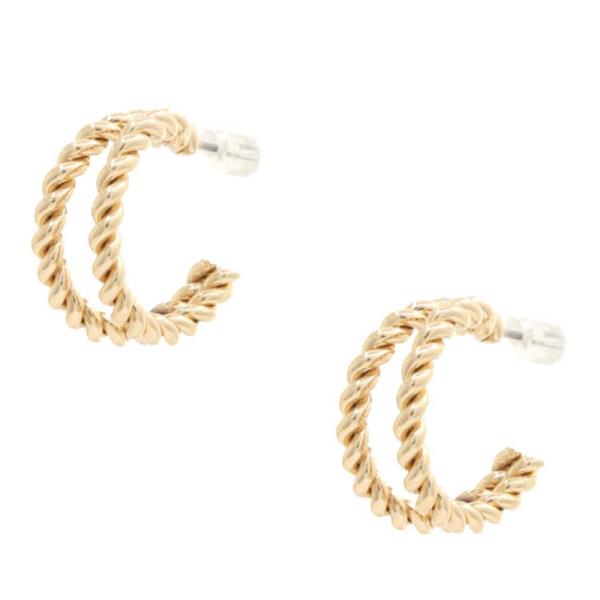 SODAJO DOUBLE HOOP ROPE LINK GOLD DIPPED EARRING