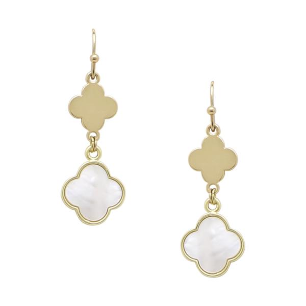 SHELL CLOVER DROP EARRINGS