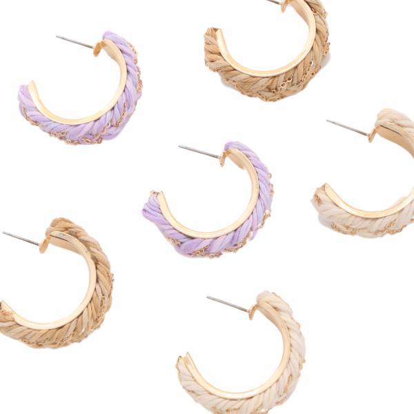 THREAD BRAIDED OPEN HOOP EARRINGS