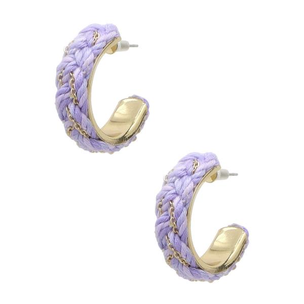 THREAD BRAIDED OPEN HOOP EARRINGS