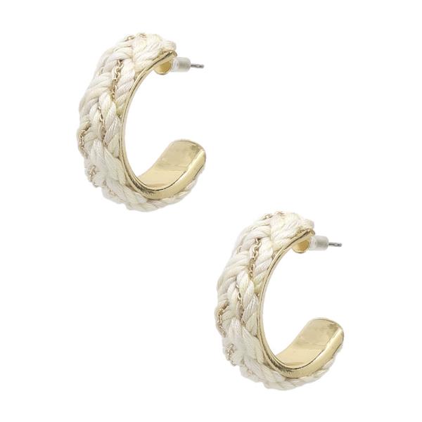 THREAD BRAIDED OPEN HOOP EARRINGS