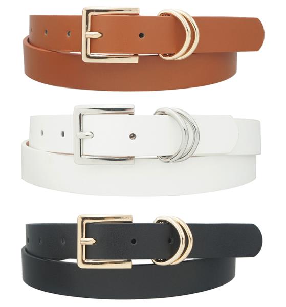 DOUBLE LOOP RECTANGLE BUCKLE TRIO BELT