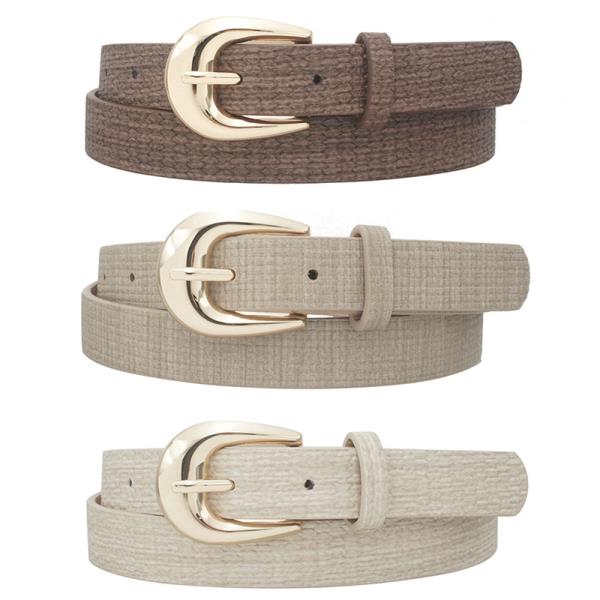 BASIC U BUCKLE SKINNY TRIO BELT