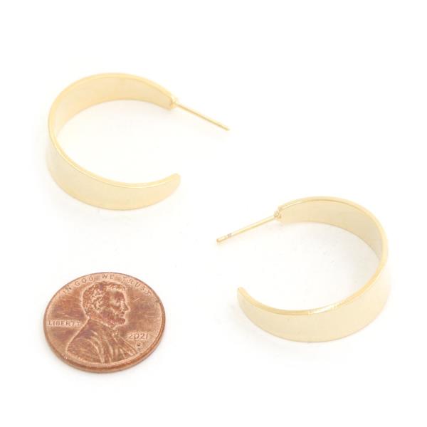 14K WIDE OPEN HOOP GOLD DIPPED EARRING