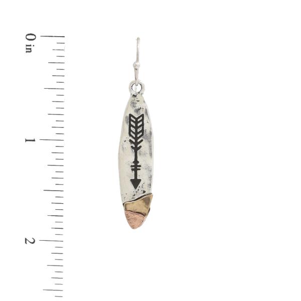 TWO TONE ARROW METAL DANGLE EARRING