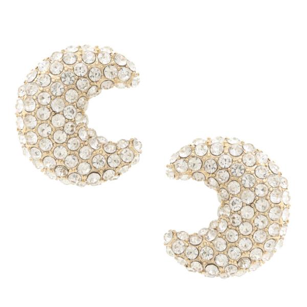 RHINESTONE MOON SHAPE EARRING