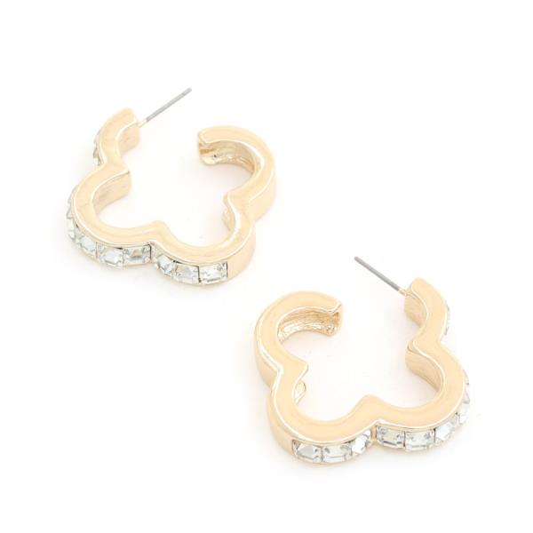 CLOVER RHINESTONE OPEN EARRING