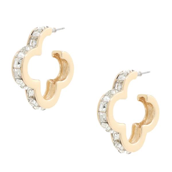 CLOVER RHINESTONE OPEN EARRING