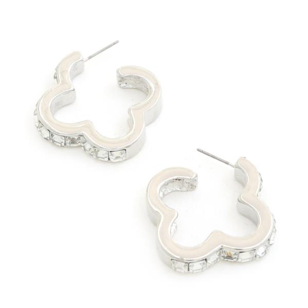 CLOVER RHINESTONE OPEN EARRING