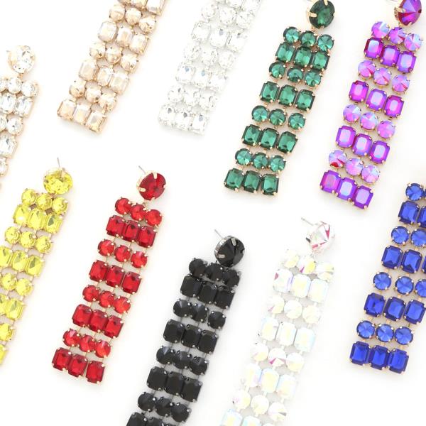 COLOR RHINESTONE PARTY EARRING