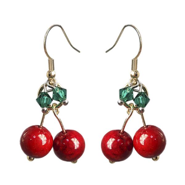 CHERRY BEAD DANGLE EARRING