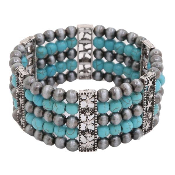 WESTERN STYLE TQ STONE STERTCH BRACELET