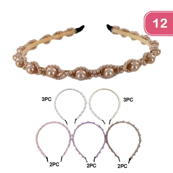 BEAD PEARL HEADBAND (12 UNITS)