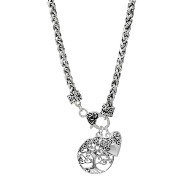 TREE HEART CHARM METAL NECKLACE