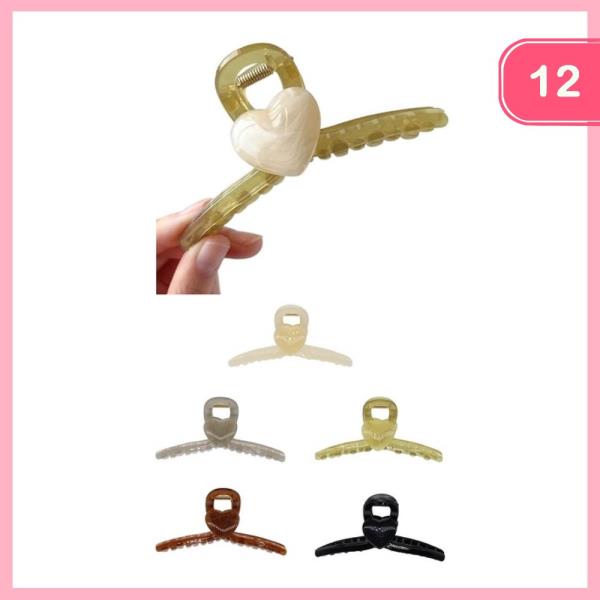 HEART HAIR CLAW CLIP (12 UNITS)