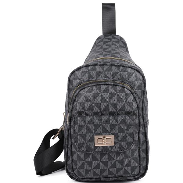 TRIANGULAR MONOGRAM DESIGN SLING CROSSBODY BAG